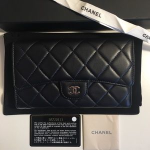 Chanel Classic Flap Wallet Lambskin Deep Navy